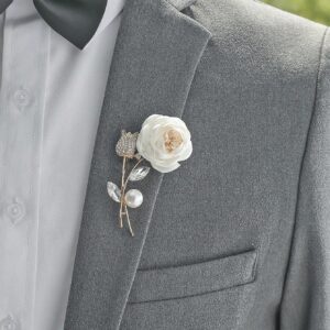 Boutonnière romantique décorée de fleurs et de strass – Image 2
