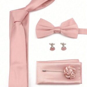 Ensemble de cravate comprenant cravate, nœud papillon, pochette, boutonnière, boutons de manchette – Image 2